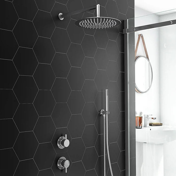 Cruze Round Concealed Individual Diverter + Thermostatic Control Valve with Handset + 300mm Shower Head