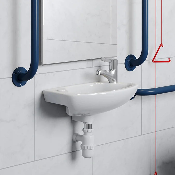 Milton Doc M Pack - Accessible Bathroom Toilet, Basin + Blue Grab Rails