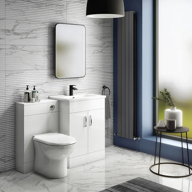 Toreno 1100mm Gloss White Vanity Unit Bathroom Suite - Depth 400/200mm