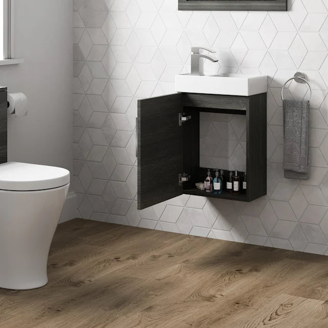 Artis Breeze Grey Wall Hung Cloakroom Wood Basin Vanity Unit 400mm