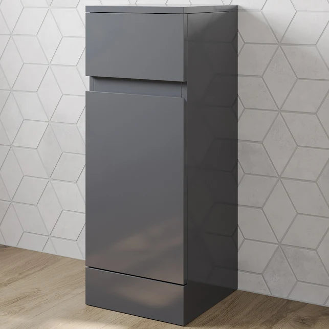 Artis Luna Grey Gloss Cloakroom Freestanding Storage Unit - 300mm