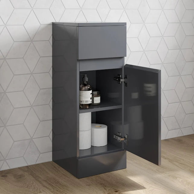 Artis Luna Grey Gloss Cloakroom Freestanding Storage Unit - 300mm