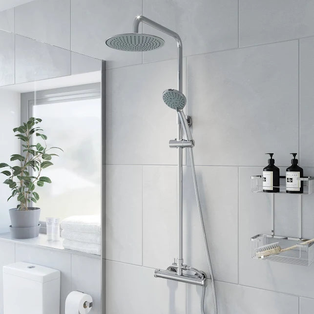 Architeckt Round Thermostatic Bar Mixer Shower with Adjustable & Fixed Head - Round