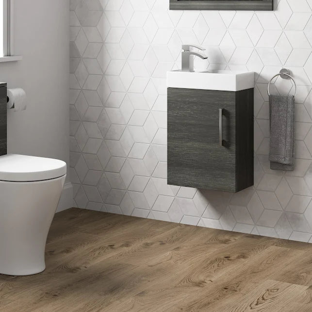 Artis Breeze Grey Wall Hung Cloakroom Wood Basin Vanity Unit 400mm